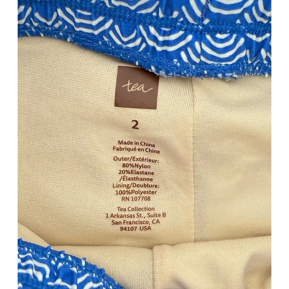 Tea Collection Geometric Blue &‎ White Swim Bottoms Size 2